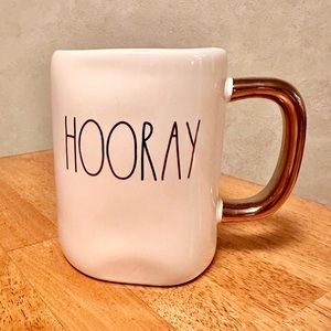 Rae Dunn HOORAY Gold Handle Ceramic Mug BRAND NEW!!